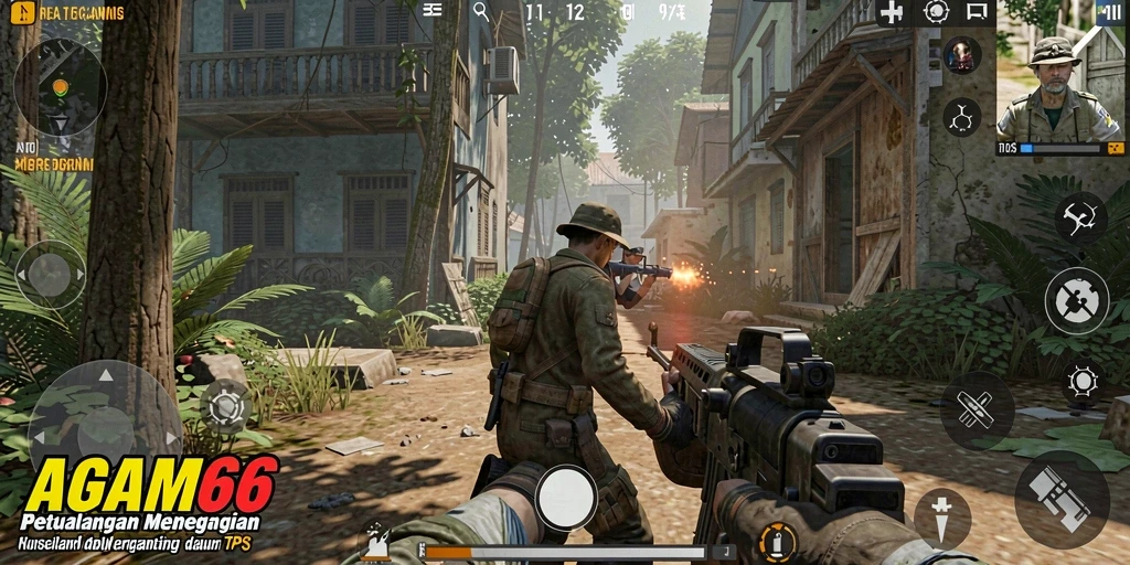 Screenshot gameplay AGAM66 menampilkan aksi menegangkan dalam pertempuran TPS.