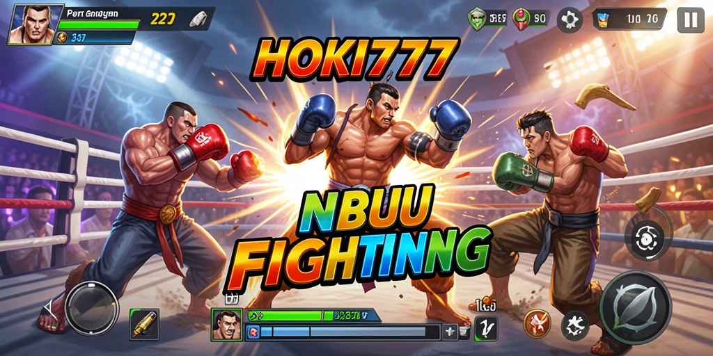 Tampilan gameplay HOKI777 saat pertarungan antara dua karakter.