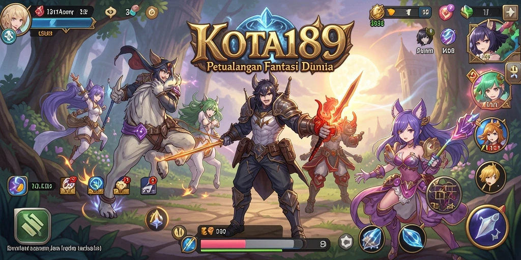 Tampilan gameplay KOTA189 menampilkan karakter Anime yang action-packed.