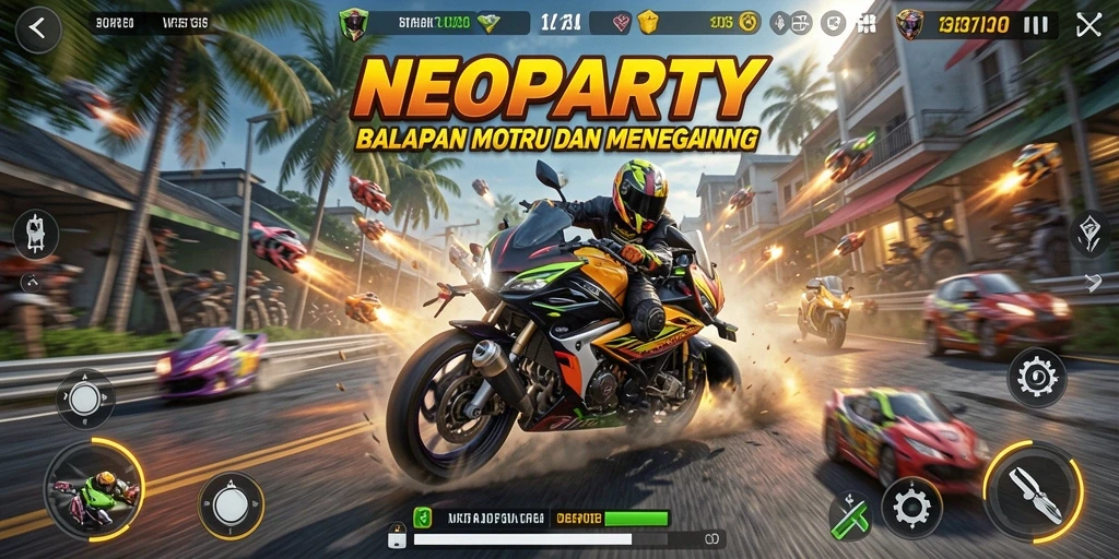Gambaran aksi balapan cepat di NEOPARTY.