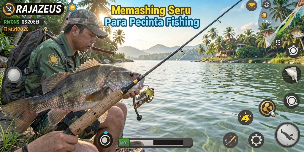 Gameplay RAJAZEUS yang memukau saat memancing di laut.