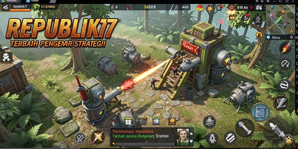 Gameplay seru di REPUBLIK77 dengan menara yang menakjubkan.