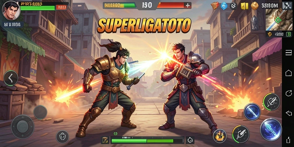 Pemandangan pertarungan seru dalam game SUPERLIGATOTO.