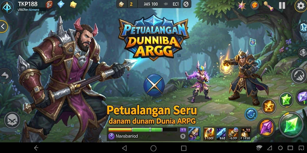 Tangkapan layar gameplay TKP188 menampilkan pertarungan epik di dunia fantasi.